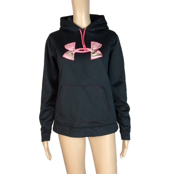 black and pink camo under armour hoodie